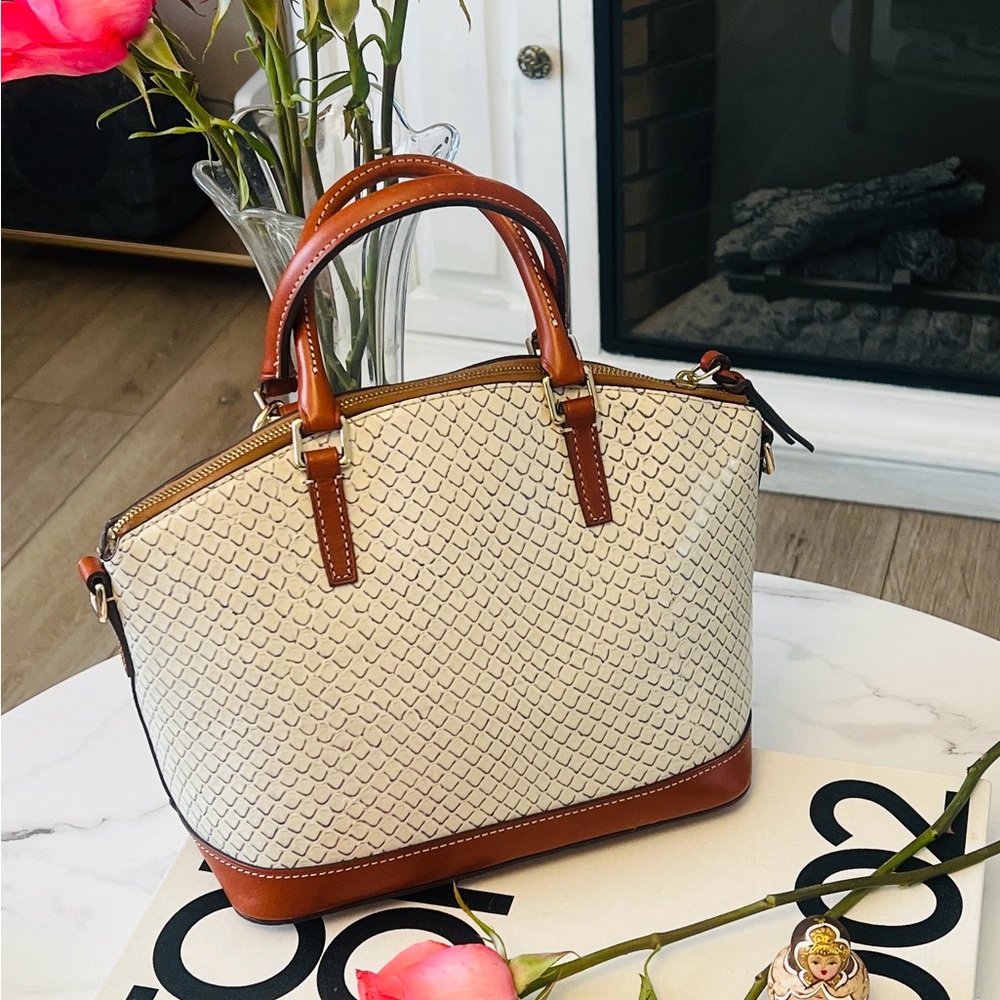Dooney & Bourke Cream and Brown Satchel - Picture 2 of 3